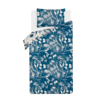 George Home Blue Soft Branches Reversible Duvet Cover Set Single