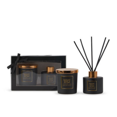 George Home Midnight Peony and Leather Candle and Reed Diffuser Set 140g and 100ml