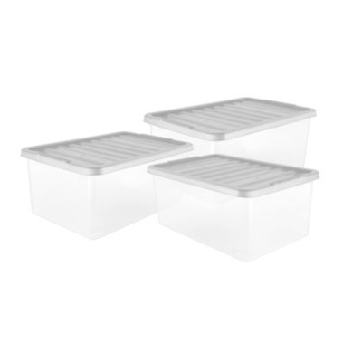 Thumbs Up 45L Grey Plastic Storage Boxes - Pack of 3