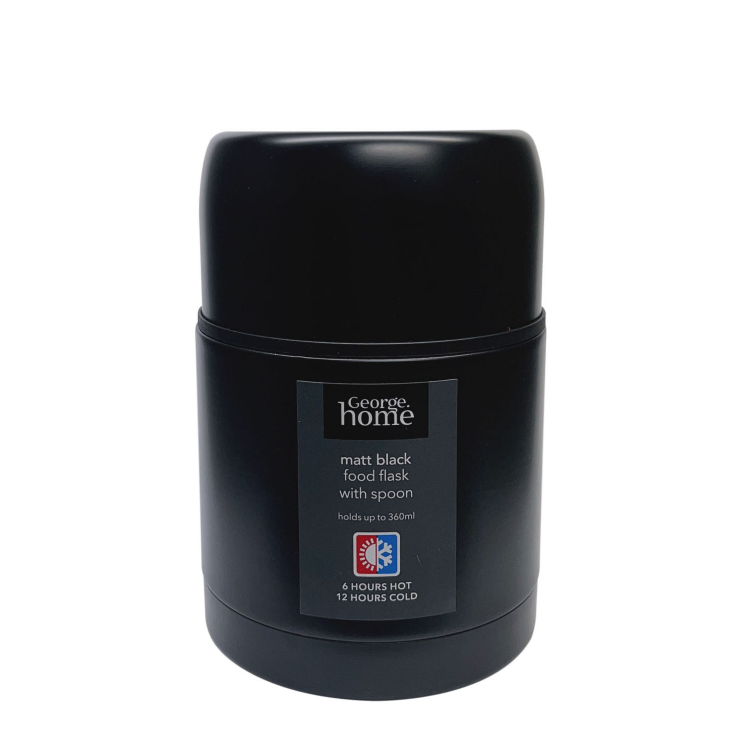 George Home Black Food Flask With Spoon 360ml