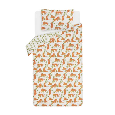 George Home White Delightful Tigers Reversible Duvet Set Single