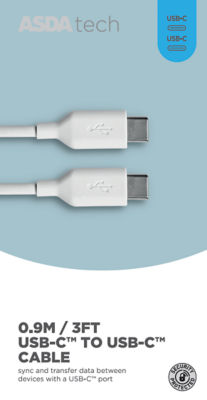 Asda White Tech Usb-C To Usb-C Cable - Image 2