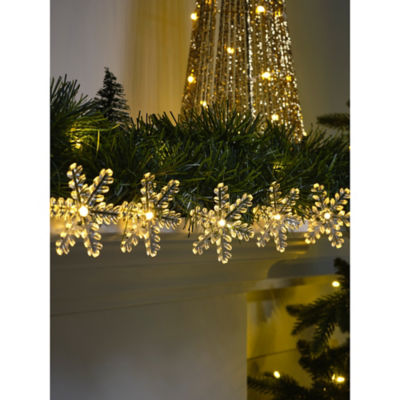 George Home White Christmas Snowflake Battery Operated String Lights