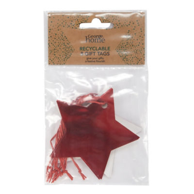 George Home Red Star Gift Tags 8 Pack