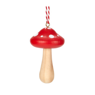 George Home Red & White Wooden Mushroom Bauble