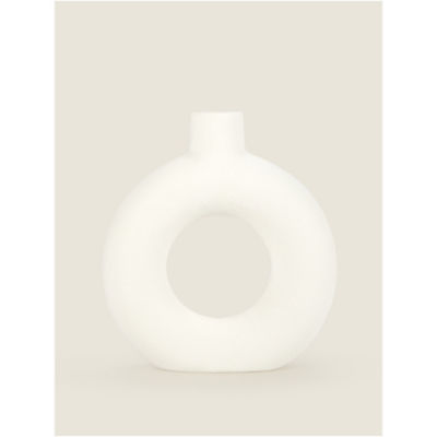 George Home White Ceramic Donut Vase