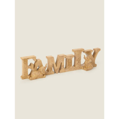 George Home Natural Wood-Effect Animal Family Sign