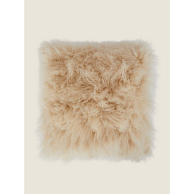George Home Natural Mongolian Faux Fur Cushion