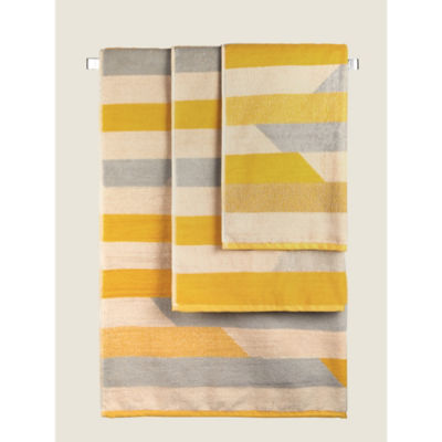 George Home Large Grey and Yellow Stripe Bath Sheet