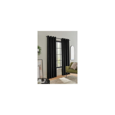 George Home Black Velvet Eyelet Curtains