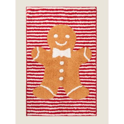 George Home Red Christmas Gingerbread Bath Mat
