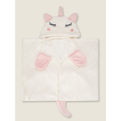 George Home White Unicorn Hooded Fleece Blanket