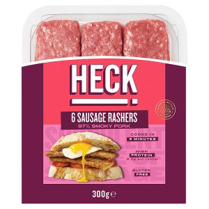 Heck! 97% Smoky Pork Gluten Free Sausage Rashers 6 Pack 300G
