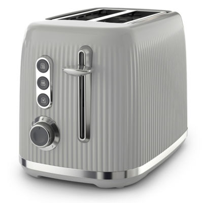 BREVILLE Bold Ice Grey 2-Slice Toaster Grey & Silver Chrome VTR002