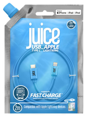 juice Lightning to USB Type C Cable - Blue 2m