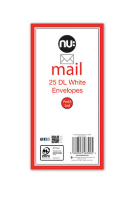 Nuco Nu Mail DL White Envelopes 25pk