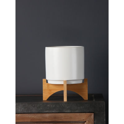 George Home White Planter On Stand