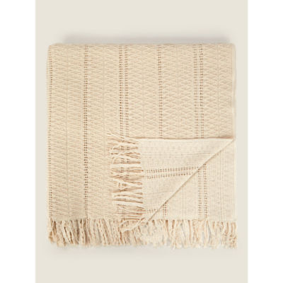 George Home Natural Diamond Crochet Throw