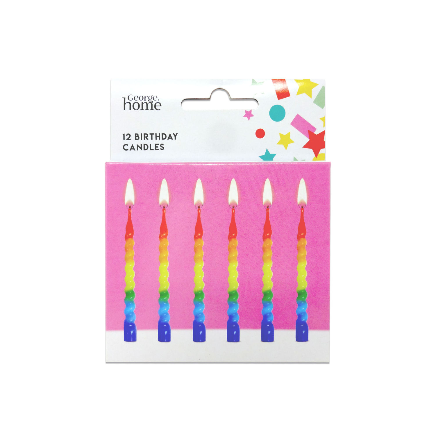 George Home Rainbow Twist Birthday Candles 12pk
