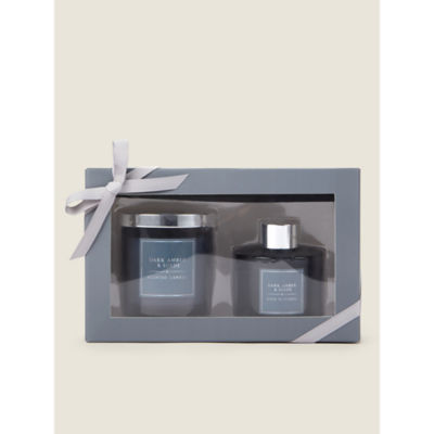 George Home Dark Suede and Amber Candle Reed Diffuser Gift Set