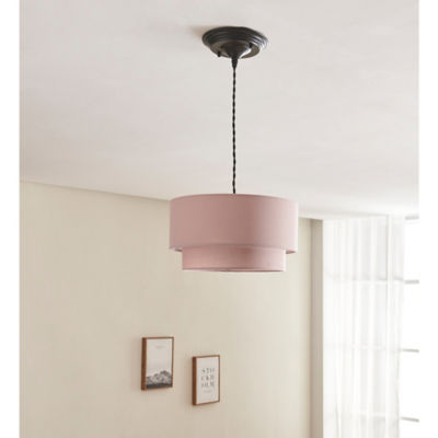 George Home Pink Two-Tier Faux Linen Easy-Fit Light Shade