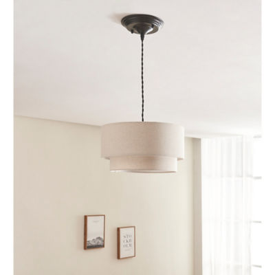 George Home Cream Two-Tier Faux Linen Easy-Fit Light Shade
