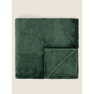 Dark Green Plain Super Soft Throw - 120cm x 150cm