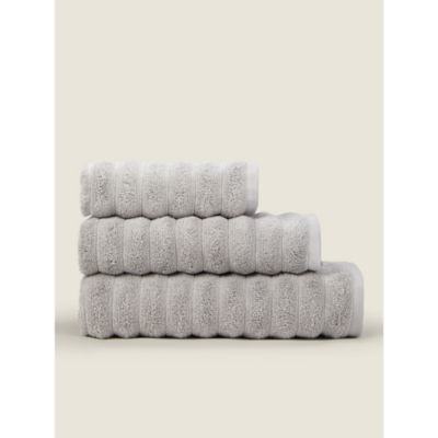 George Home Grey Ribbed Luxe  Bath Towel