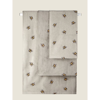 George Home White Printed Bee  Bath Sheet