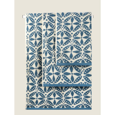 George Home Blue Tile  Bath Towel