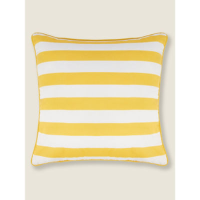 George Home Yellow Stripe Print Reversible Outdoor Cushion 45x45cm