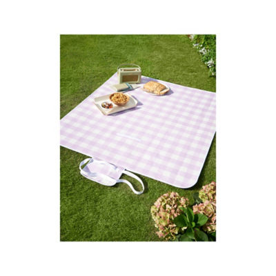 George Home Lilac Gingham Print Picnic Blanket 146x130x0.5cm