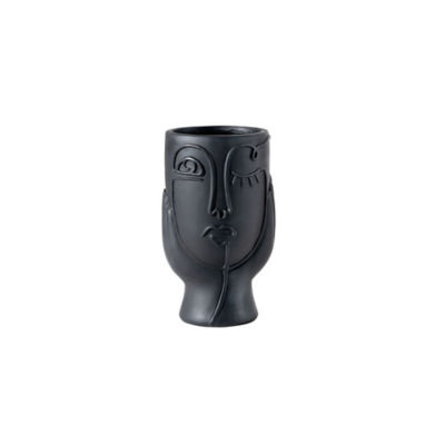George Home Black Abstract Face Planter 14.5x14.5x24.5cm
