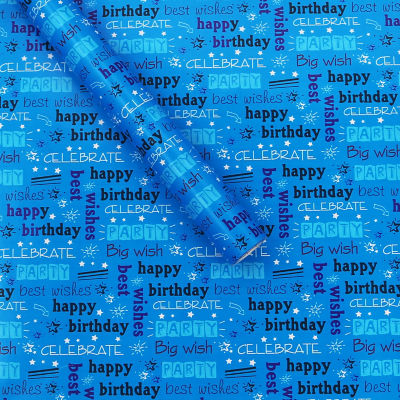 George Home Blue Happy Birthday Text Rollwrap