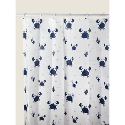 George Home Blue & White Crab Shower Curtain