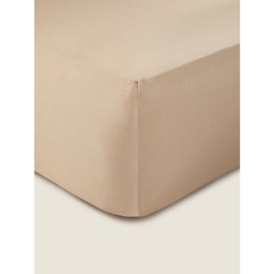 George Beige 100% Cotton Plain Sateen Fitted Sheet - Image 2