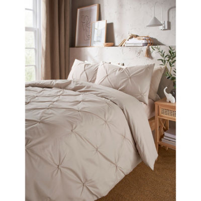 George Home Plain Diamond Pleat Double Duvet Set