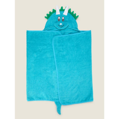 George Home Blue Dino Hooded Towel