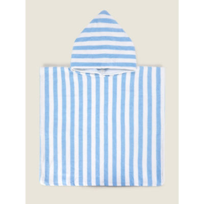 George Home Blue Printed Stripe Poncho