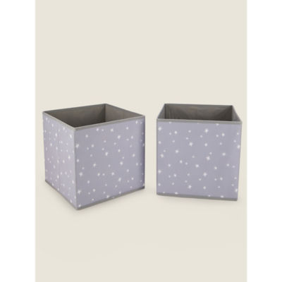 George Home Grey Star Print Storage Boxes - Set of 2