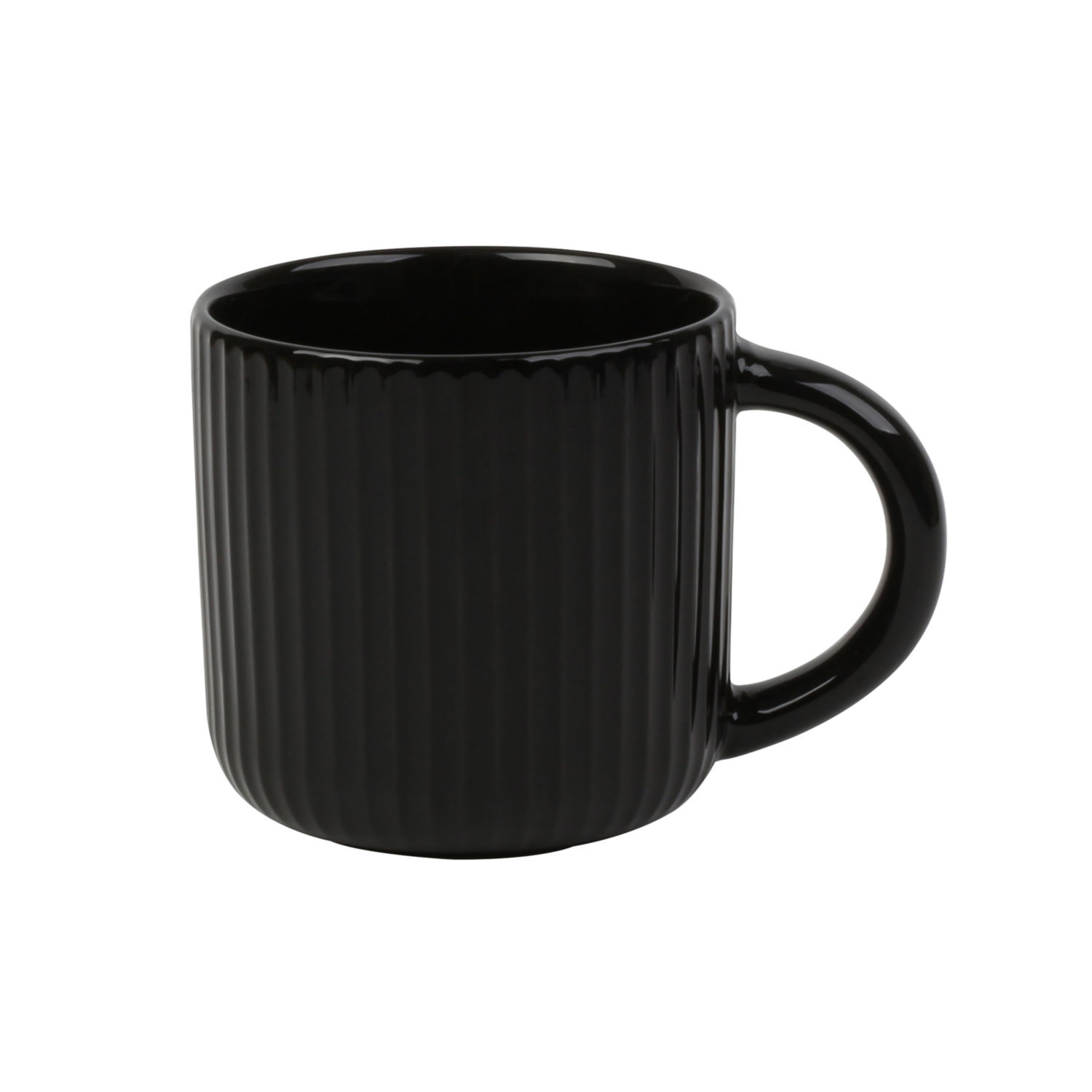 George Home Black Ribbed Stoneware Mug