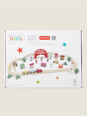 George Hapello Little Worlds Wooden Train Playset - Image 2