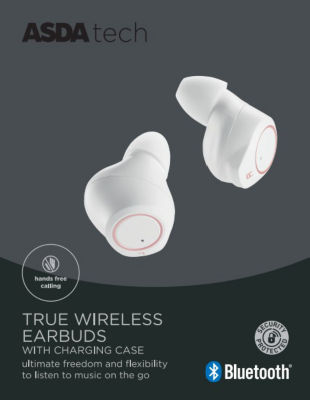 Asda White Tech True Wireless Bluetooth Earbuds - Image 2
