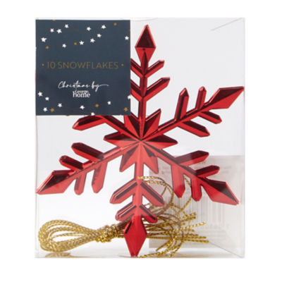 George Home Christmas Red Snowflakes - 10 Pack