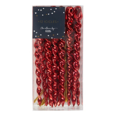 George Home Christmas Red Icicles - 12 Pack