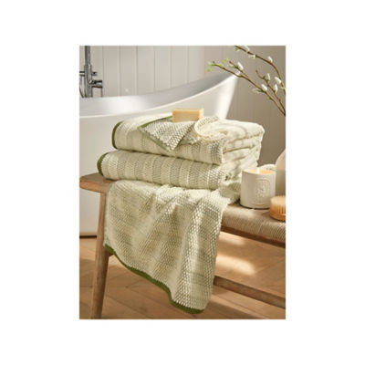 At Home with Stacey Solomon Green Textured Two-Tone Cotton Bath Sheet