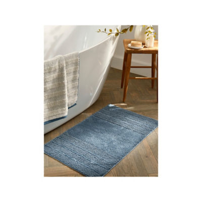 At Home with Stacey Solomon Blue Cut Loop Stripe Bath Mat