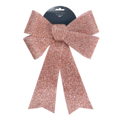 George Home Christmas Pink Glitter Bow