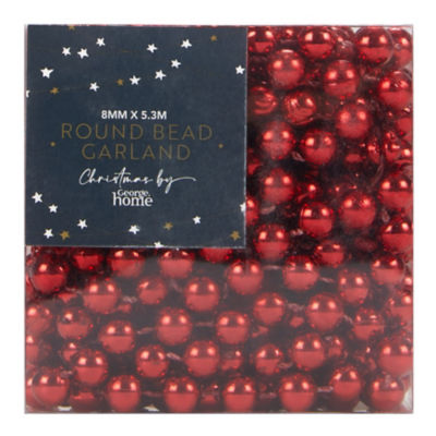 George Home Red Christmas Round Bead Garland