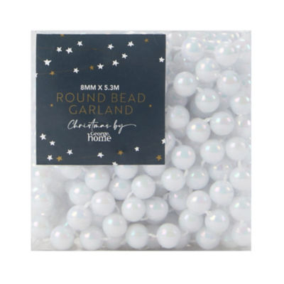 George Home White Christmas Round Bead Garland